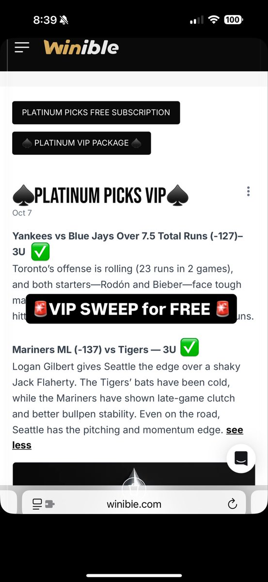 DaMasterGator's tweet photo. SWEEP ALERT 🚨 We told you it was going to be a BIG day… and we delivered. ✅
Yesterday we swept the board 🧹

That was a FREE sample… hope you enjoyed the taste. 👀
Now it’s back to $5/day, and if you don’t profit — you get a FULL REFUND. 💸

👉 Tap in with the winning team. Let’s run it back. 💰🏆#GamblingX #GamblingCommunity #MLB #NFL