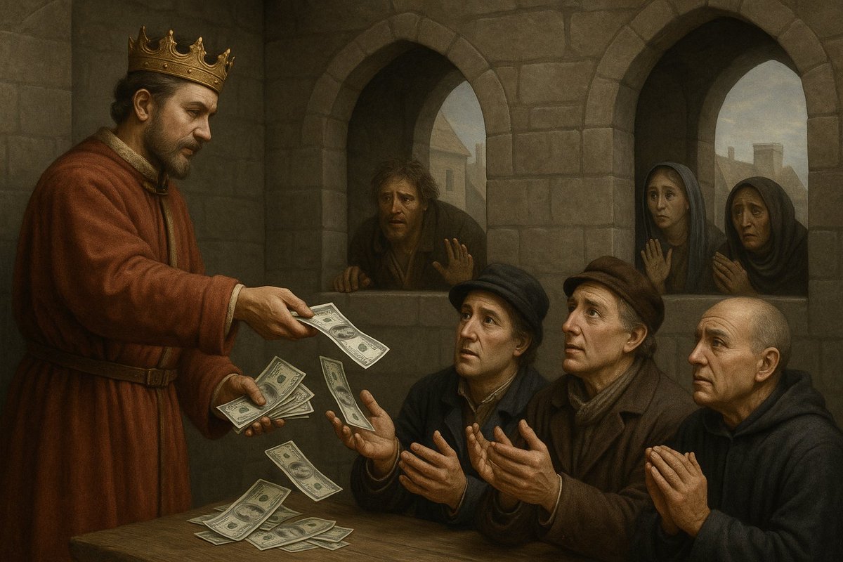 sfliberty's tweet image. In the 18th century, economist Richard Cantillon noticed something disturbing about inflation:
When new money entered the economy, those close to the King received it first. Those farther away received it last.
This has profound implications for why you can't afford rent. 🧵