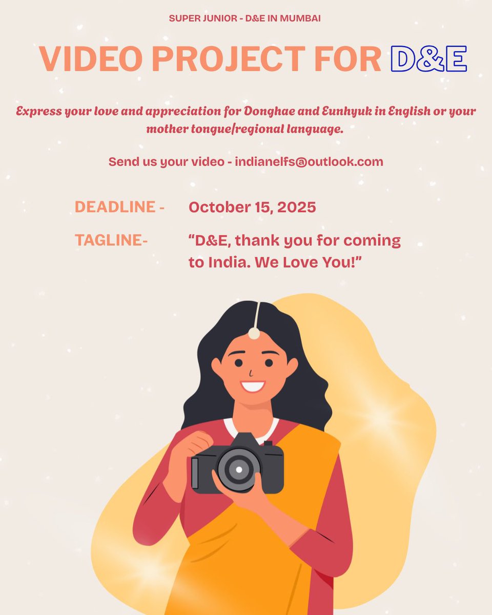 IndianELFs's tweet photo. ๐ธ Video Project for D&E ๐ธ
A small token of love and appreciation from our side to Donghae and Eunhyuk! ๐
Guidelines are mentioned in the 2nd picture!!
#SUPERJUNIOR #SuperJuniorDnE #SUPERJUNIOR_DnE #Donghae #Eunhyuk #INDIANELFs #INDIANELF https://t.co/ofyHYBTgNm