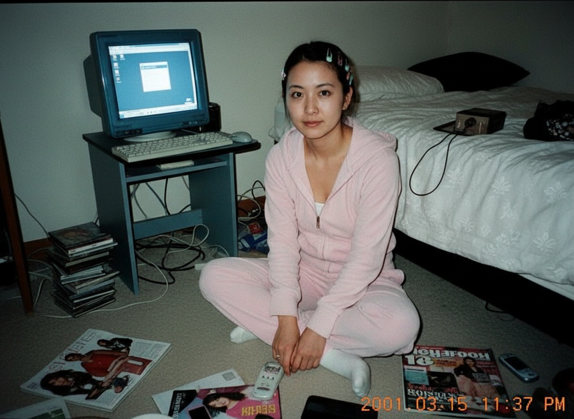 genai_shoai's tweet photo. 【Downloading... 56%】
#y2k #2000s #nostalgia #imacg3 #あの頃 #ポートレート #部屋 #higgsfield 

お気に入りの音楽をMDにダビングして、チャットしながらホームページのキリ番を待つ夜。 あの頃の自室は、狭いけど私の世界のすべてだった。 https://t.co/yV8fpIog6o