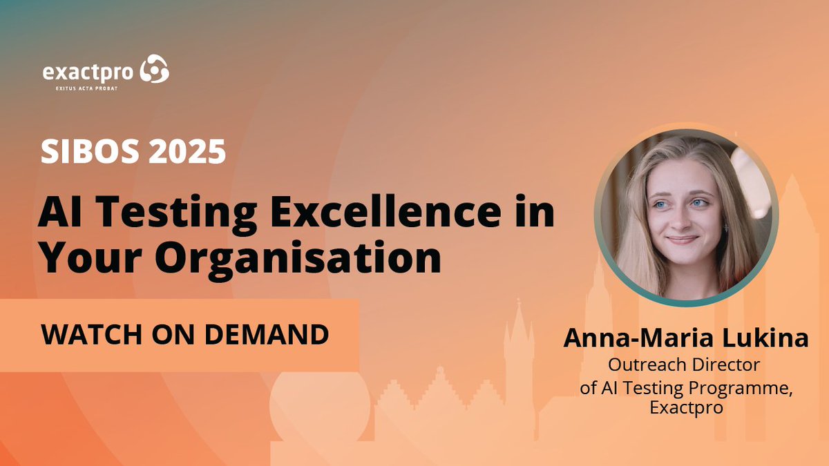 🔹 On 1 October, as part of the <a href="/Sibos/">Sibos</a> 2025 Exhibitor Stage program, Anna-Maria Lukina, <a href="/exactpro/">Exactpro</a>'s Marketing Director and Outreach Director for the AI Testing course, delivered a presentation on ‘AI Testing Excellence in Your Organisation’. Anna-Maria talked about the evolving