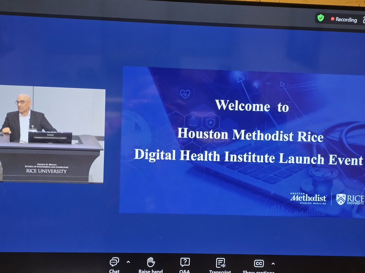 I am so thankful for the option to join such an amazing event virtually. I will be by in person later! What a beautiful collaboration between two big leaders who are coming together to help people. I'm a proud owl! 🦉  💙 <a href="/RiceU_STEM/">R-STEM</a> #HoustonMethodist #DigitalHealthInstitute