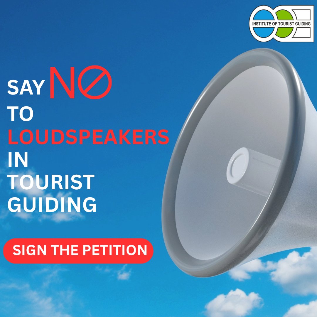 TouristGuiding's tweet image. Today the Institute of Tourist Guiding has launched a petition to ban noisy loudspeakers in tourist guiding. 

Please sign &amp;amp; share our #petition to demand high standards in tourist guiding &amp;amp; respect for our #heritage sites &amp;amp; local #communities
itg.org.uk/loudspeakers-p…

#Tourism