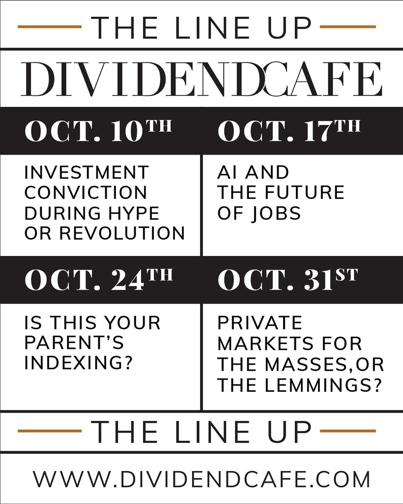 DavidBahnsen's tweet image. Big month coming up in the Dividend Cafe