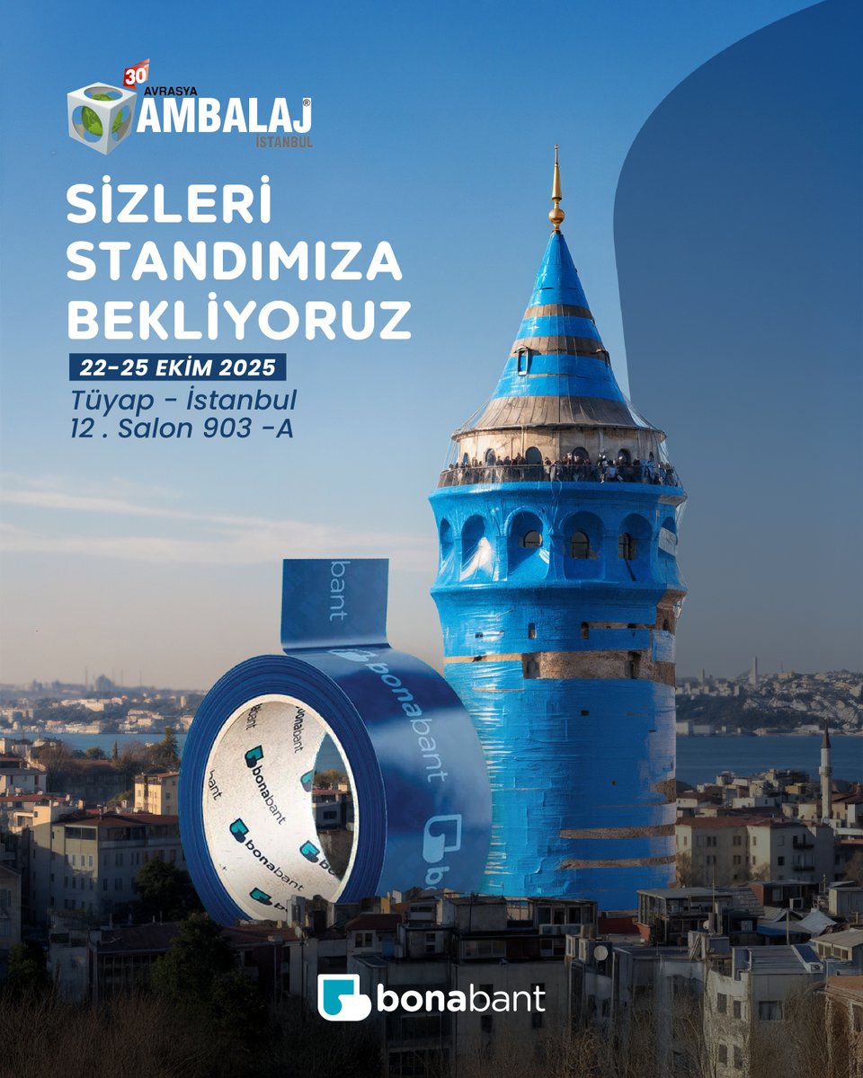 🎉 Bonabant olarak Avrasya Ambalaj İstanbul Fuarı’nda yerimizi alıyoruz!
Güçlü yapışkan çözümlerimizi ve yenilikçi ürünlerimizi yakından tanımak için sizi standımıza bekliyoruz. 💪✨

📅 Tarih: 22–25 Ekim 2025
📍 Yer: Tüyap İstanbul – 12. Salon, 903-A