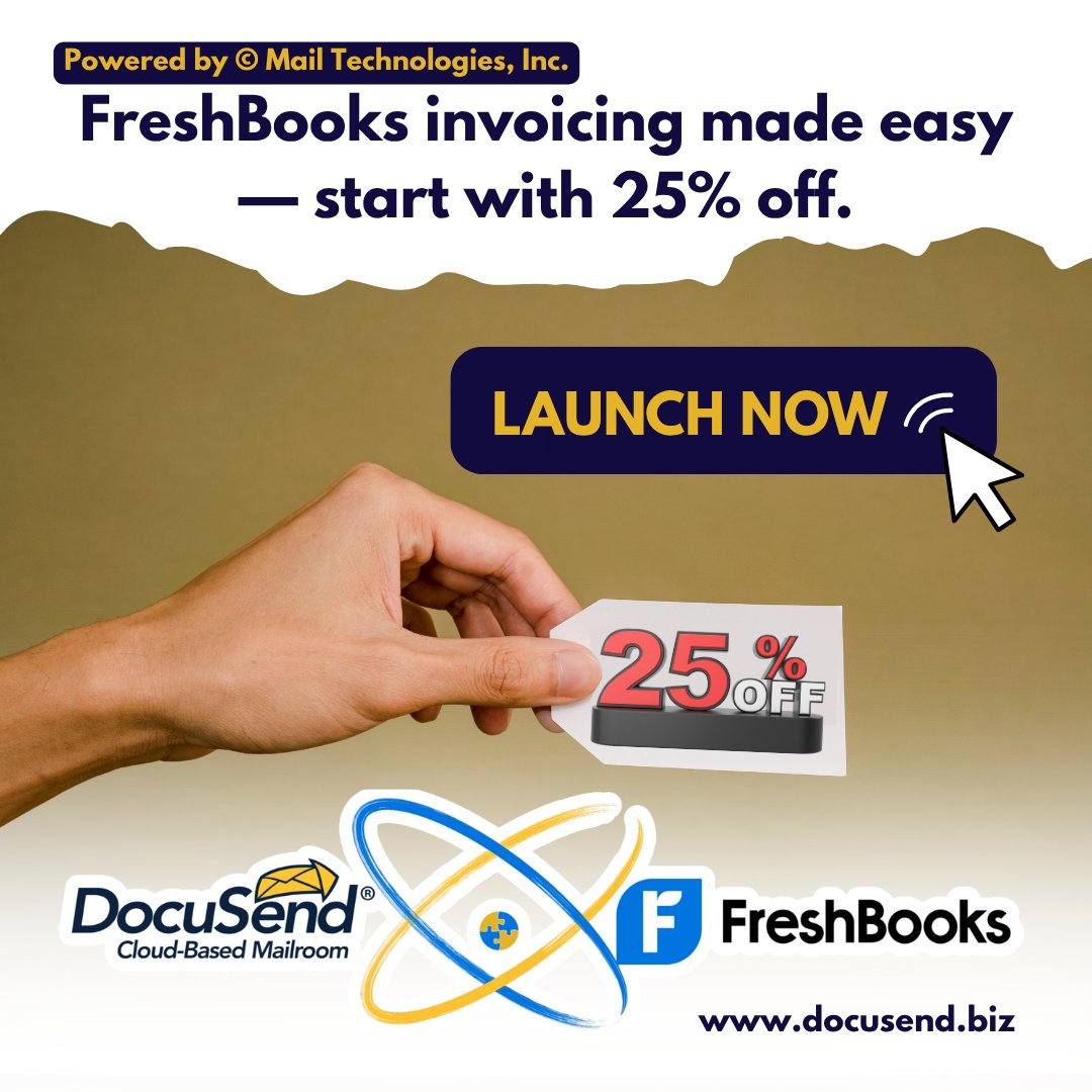 Invoices don’t need to eat up your day. With the DocuSend app for FreshBooks, your USPS mailings are automated, trackable, and cost-cutting. No printers, no lines at the post office. First-time users save 25%. Learn more.docusend.biz/freshbooks-mai… #invoice #mail #Solutions