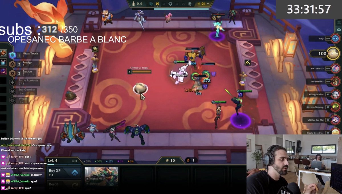 Tout de suite c’est cast et analyse des scrims de la la Tactician Cup II de <a href="/Yaroy_tft/">Yaroy</a> et <a href="/Clemou_TFT/">Clémou</a>

En direct de la WhatouHouse !