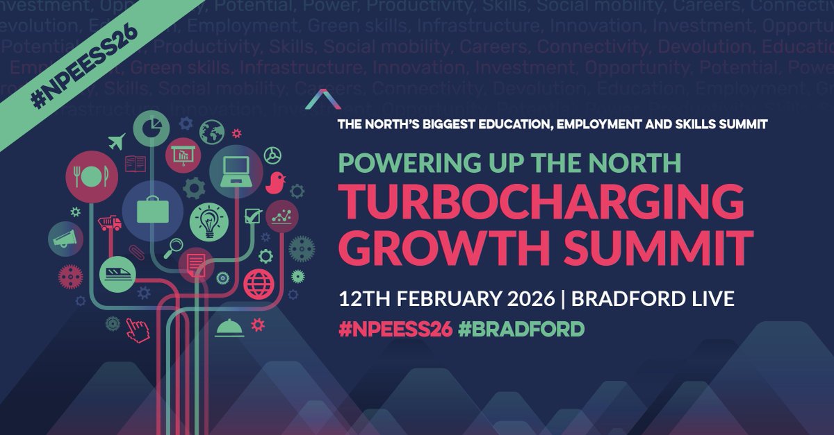 #NPEESS26: TURBOCHARGING GROWTH SUMMIT🚨

The next Northern Powerhouse Education, Employment and Skills Summit is coming to Bradford Live!

🚀Secure your early bird ticket today buytickets.at/npeess26/18282…

🚀Head over to our website to find out more npeess.co.uk