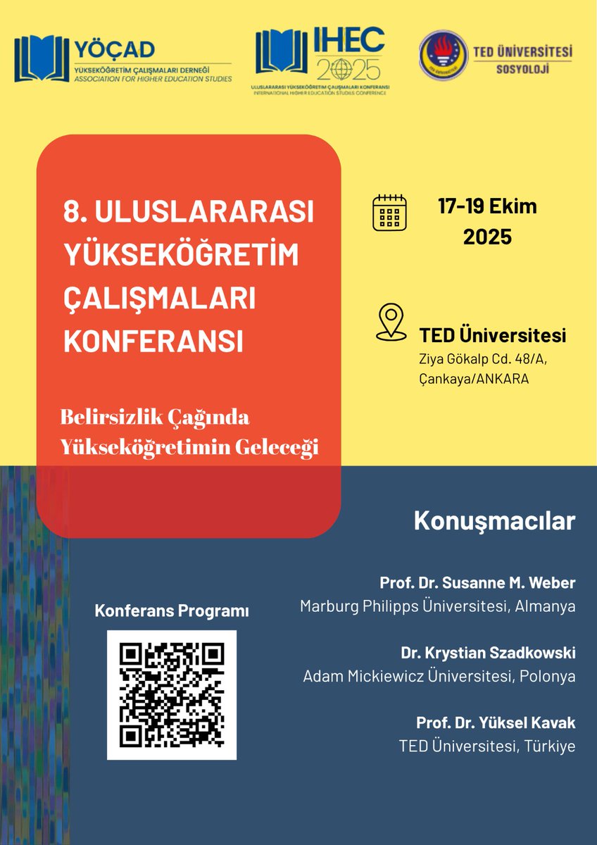 8. Uluslararası Yükseköğretim Çalışmaları Konferansı’nın programı yayımlandı!

Tüm oturumlar, konuşmacılar ve etkinlik detaylarına aşağıdaki bağlantıdan ulaşabilirsiniz.

yocad.org.tr/assets/IHEC202…