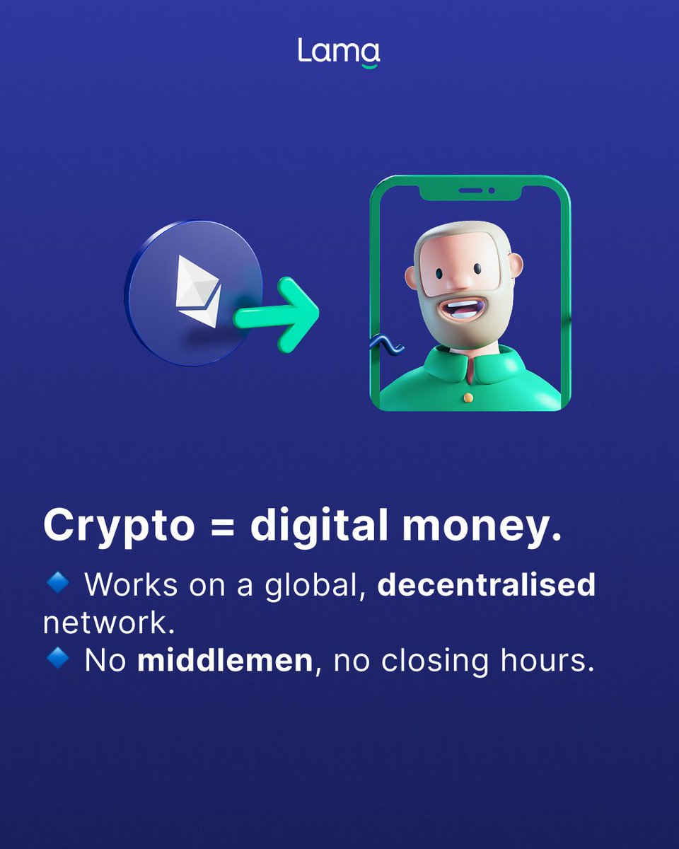MyLamaApp's tweet photo. 💡 Crypto = digital money. Fast. Borderless. Yours.
With Lama, it’s simple. ⚡
👉 What’s the biggest crypto myth you’ve heard?

#CryptoMadeSimple #LamaApp https://t.co/APRWyJOxqy