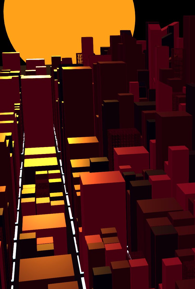 Working in #ThreeJS to create unique generative art. 

The code generates cities with distinct colors, sun positions, building types, heights, and distributions.