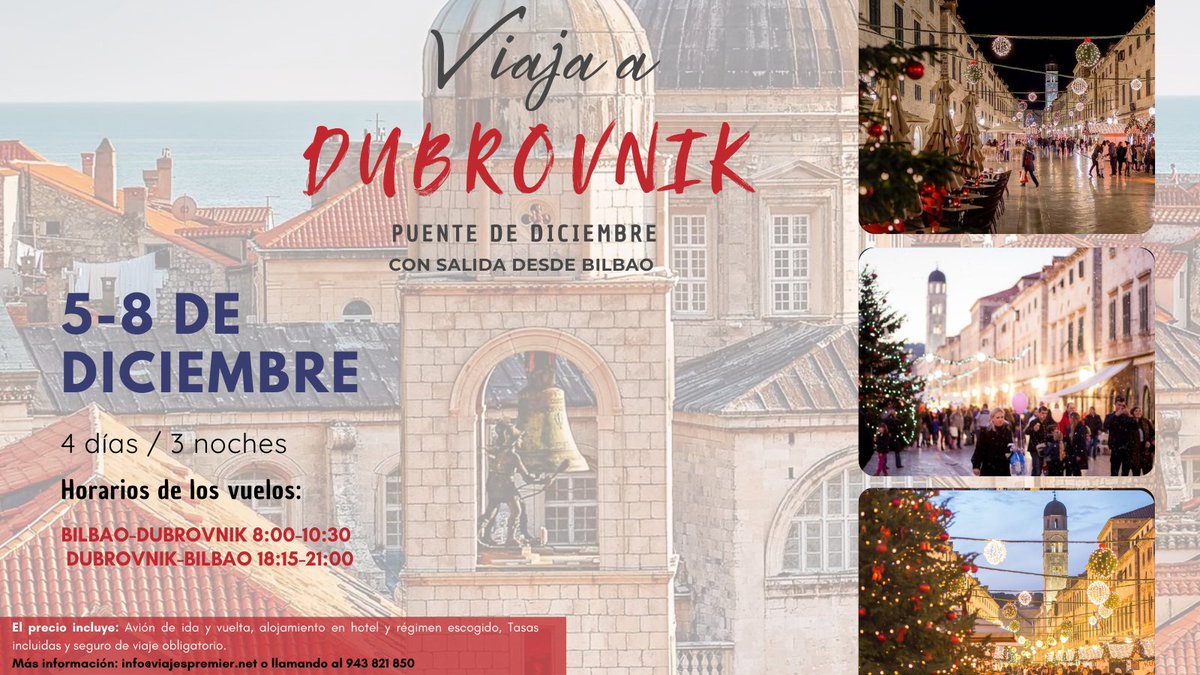 La perla del Adriático te espera 💙 ¡Descubre Dubrovnik este diciembre!
👉Más info: info@viajespremier.net
viajespremier.net/tours/puente-d…