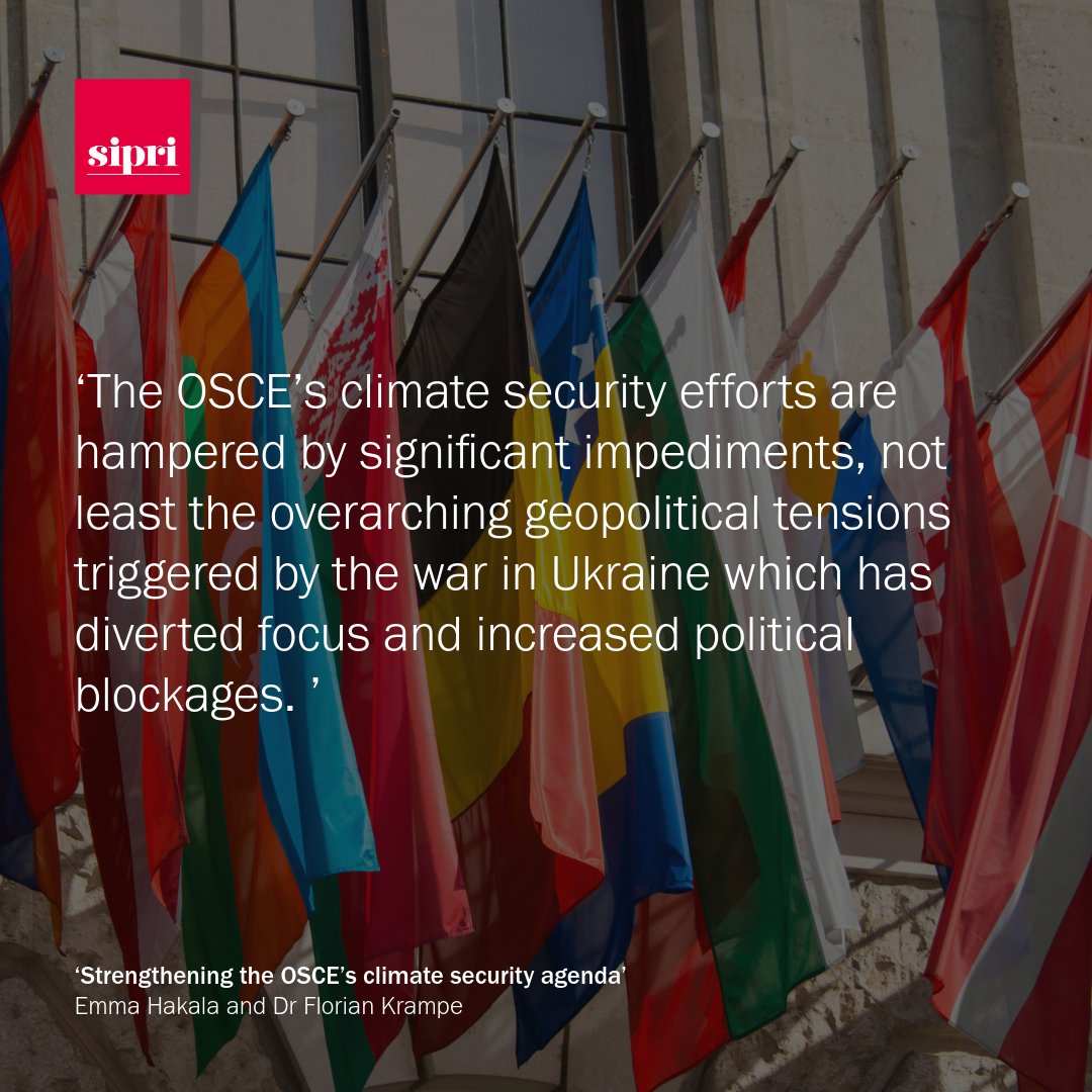 SIPRIorg's tweet image. Despite a clear mandate to work at the intersection of #ClimateChange and security, the @OSCE&apos;s  approach is still to reach its full potential. This #SIPRI Policy Brief recommends annual climate-security assessments and cross-dimensional framing: 🔗 doi.org/10.55163/MLSA1…
