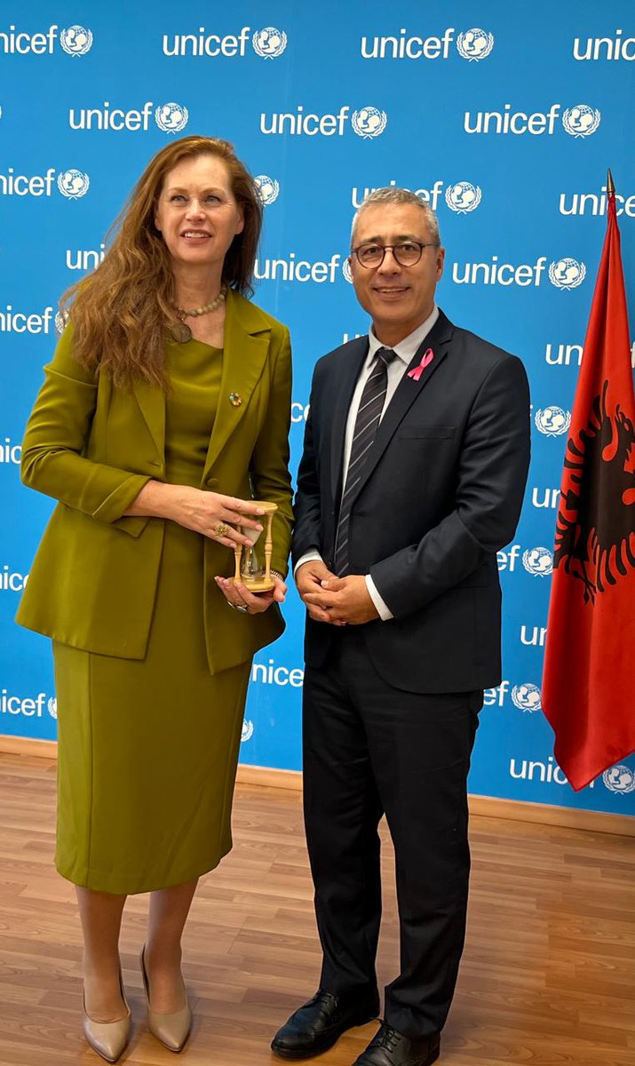 himuratsahin's tweet photo. Great to welcome RC @MacdonaldIngrid at @albania_unicef As we mark #UN80, we reaffirm our commitment to Albania’s social reform journey, advancing the #ChildGuarantee #YouthGuarantee & the normative agenda #foreverychild. Together inclusive sustainable progress #SDGs #EUAccession https://t.co/cURAfkd2xQ