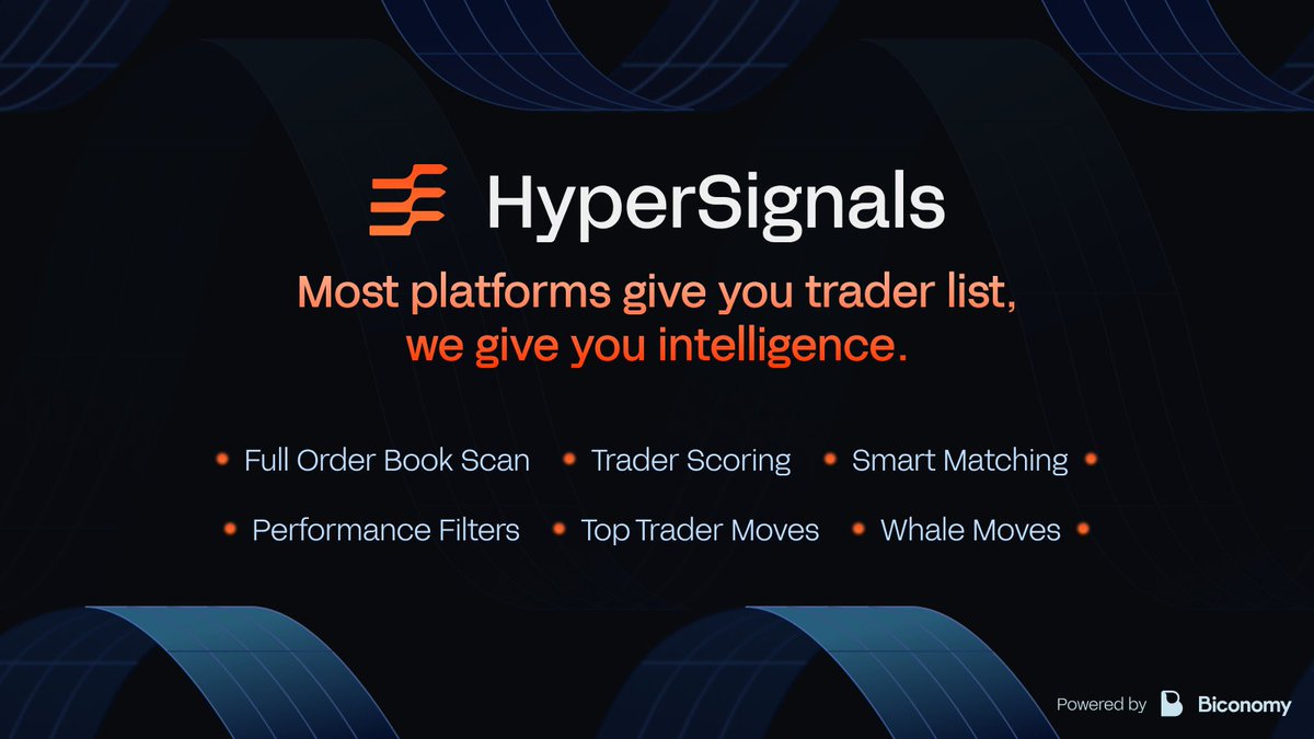 HyperSignals_ai's tweet image. Copy Trading Reality Check

The Problem: 90% of copy traders are flying blind
→ Copying random traders without a strategy
→ No risk management or position sizing
→ Getting rekt by one bad trade
→ Zero insight into trader performance

The Reality: Most platforms give you…