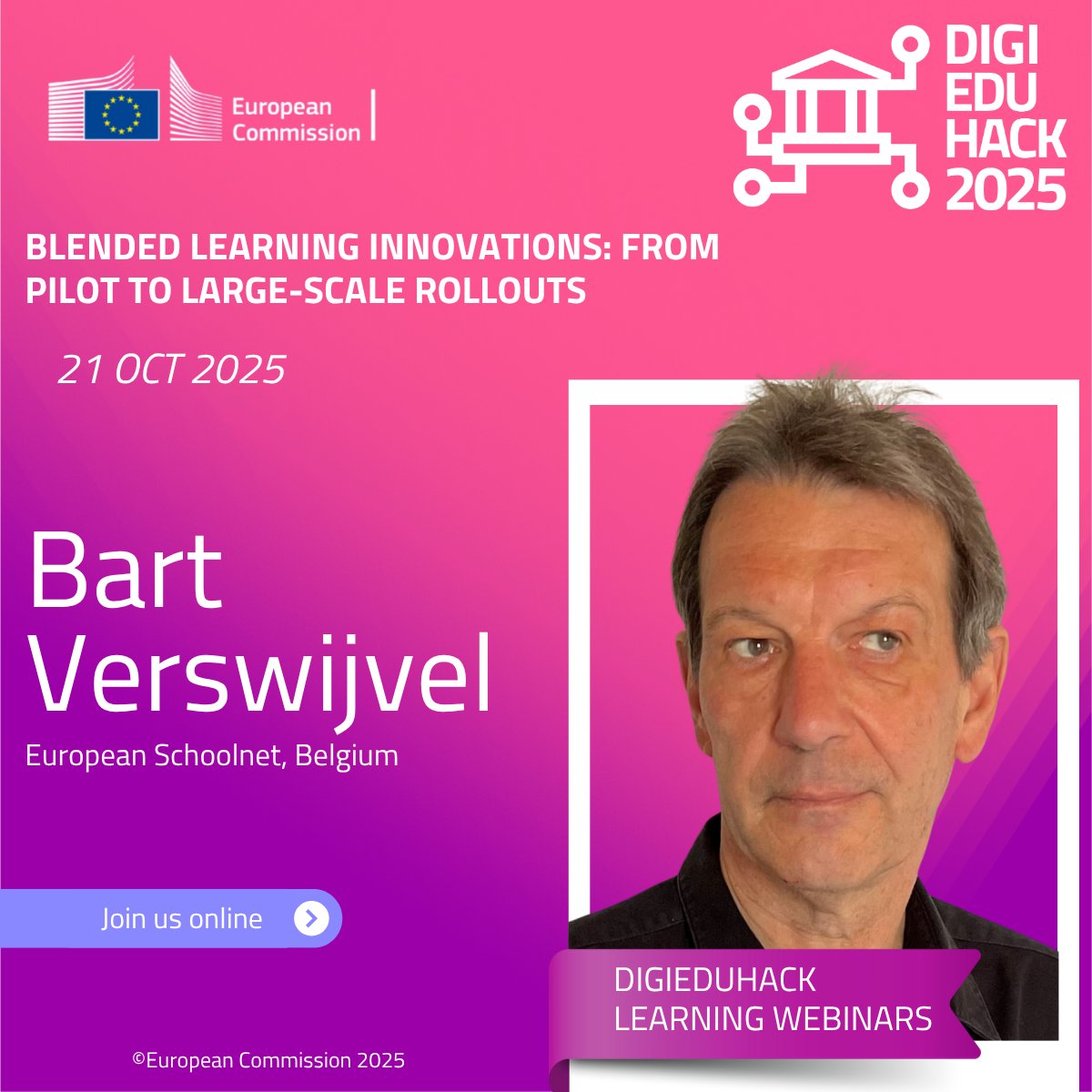 DigiEduHack's tweet image. Our next webinar series highlights blended learning prototypes developed in #DigiEduHack. 
Meet our speakers!
🎙️Ani Chikvaidze 
🎙️Elena Trepulė
🎙️Victoria Belous
🎙️Bart Verswijvel

🎙️Moderated by Slavko Rakić
📅  Tuesday 21 Oct 13:00 CET
Register here: zoom.us/webinar/regist…