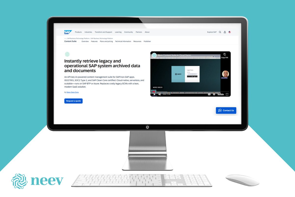 NeevData's tweet image. 🚀 Big news from Neev Data!

Our Content Suite in Cloud is now officially available on SAP® Store — delivering an API-led, AI-powered content management solution that integrates seamlessly with SAP S/4HANA® Cloud as well as non-SAP applications.

👉 neevdata.com/news/neev-cont…