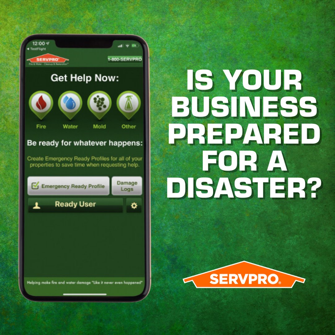 Prepared businesses recover faster. SERVPRO’s ERP is the first step in protecting your property, employees, and customers.
 #CallSERVPRO #BusinessContinuity