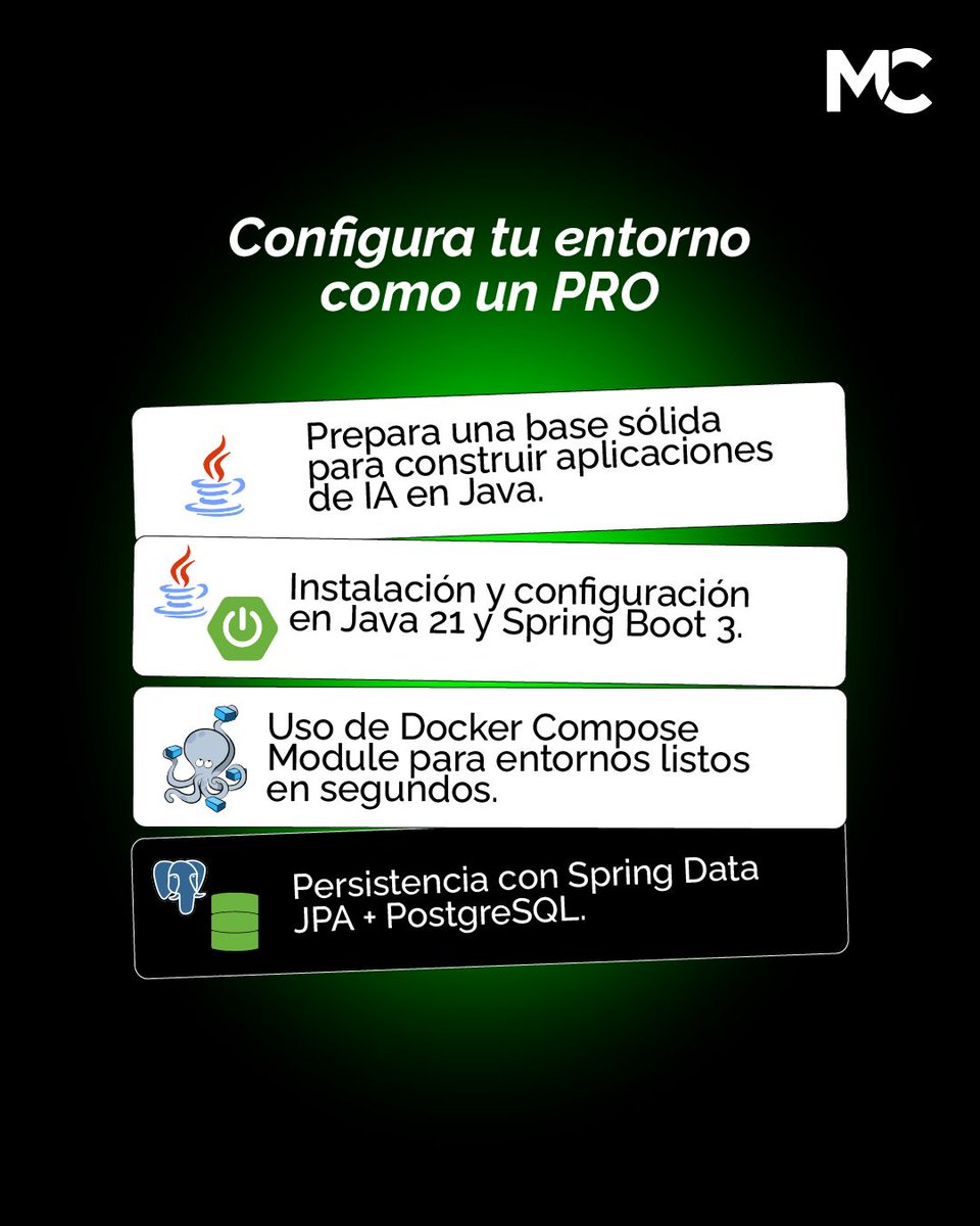 mitocode's tweet image. ¡Hey Coder! 🙋🏻♀️🙋🏻♂️. Te compartimos la ruta que seguirás en nuestro workshop Spring AI Developer 👩🏻💻👨🏻💻, Domina la IA Generativa con el poder de Spring 🤖💚

🚨 ÚLTIMOS DÍAS DE INSCRIPCIÓN: Spring AI Developer
📆 Inicio: 11 de Octubre
📲 buff.ly/azMaCi4
.
#mitocode