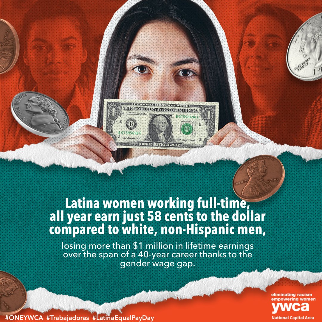 Today is #LatinaEqualPayDay. Latinas working full time had to work until Oct 8, 2025 to earn what white, non-Hispanic men made in 2024. The wage gap persists—let’s raise awareness. #Trabajadoras #YWCAInspires
