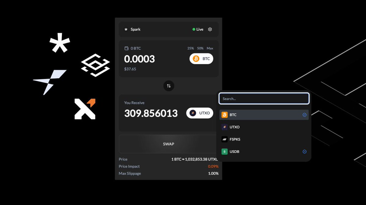 SatsTerminal's tweet image. BTKN Token Swaps on Sats Terminal
Trade directly from your Xverse Spark wallet with instant settlement and low fees.
Start small, feel the speed.