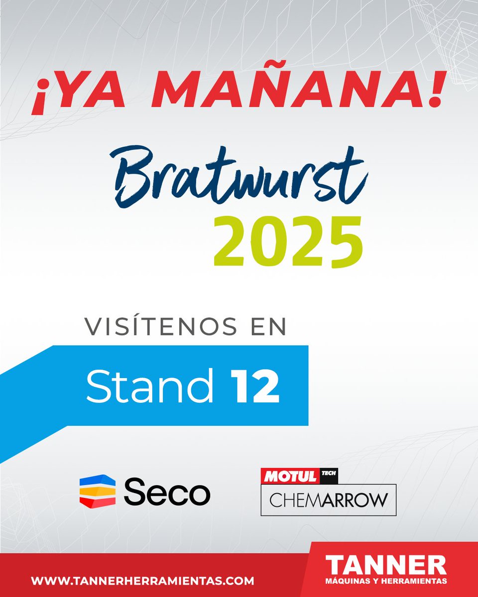 TannerMyH's tweet photo. 📅  ¡Ya mañana! No se pierda el gran evento

¡Visítenos en el stand 12 de Bratwurst!

📅 Jueves 9 de Octubre de 2025 
🕘 12:00 hrs - 19:00 hrs 
📍 Parque Tecnológico Innovación

¡Ya mañana, regístrese hoy mismo!
https://t.co/sQhWqq342W

#SCHUNKBratwurst2025 #RegistroEvento https://t.co/xxvHbDqmvJ
