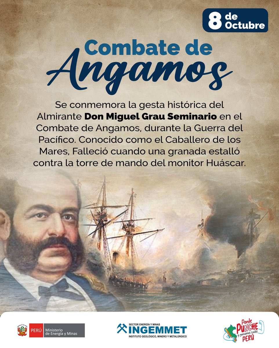 📅 En el aniversario del Combate de Angamos, rendimos homenaje al Almirante Miguel Grau⚓ y a todos los héroes que defendieron con valor y honor nuestra soberanía 🇵🇪.

Su ejemplo de integridad y patriotismo sigue inspirando al Perú. 💫