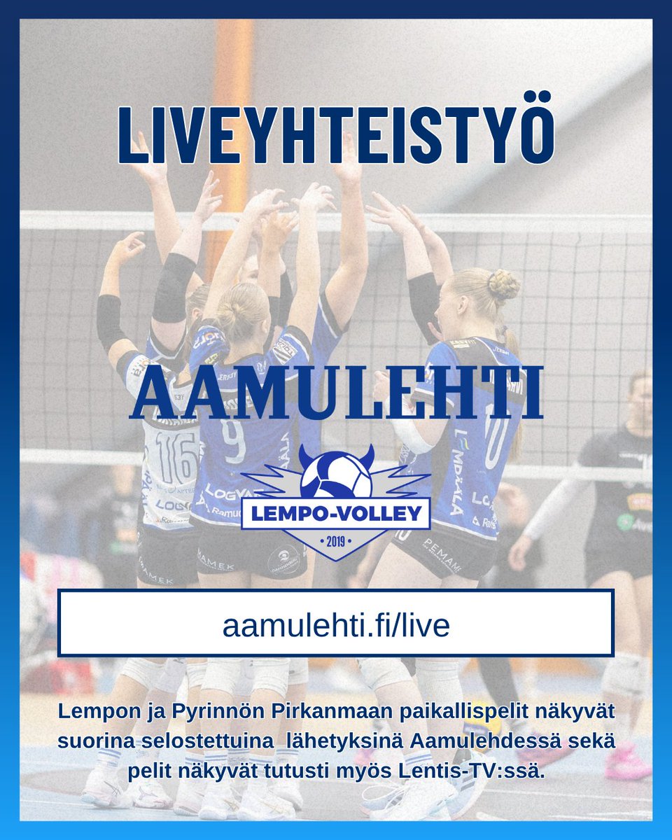 Lempon ja Pirkanmaan 1-sarjajoukkueiden yhteistyö Aamulehden ja Lentis-TV:n kanssa tuo Pirkanmaan paikallispelejä katsottavaksi myös Aamulehden sivuilla!
Lue lisää:
Miehet: lempovolley.fi/joukkueet/edus…
Naiset: lempovolley.fi/joukkueet/edus…
#lentopallo