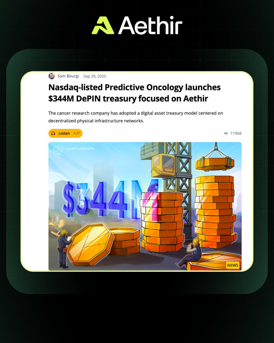 AethirEco's tweet photo. The world is noticing 🌍

Major media outlets spotlighted the Aethir (ATH) Digital Asset Treasury: The world’s first Strategic Compute Reserve powering the AI era last week.

Here’s what they said 👇 https://t.co/DM2kznr6bo