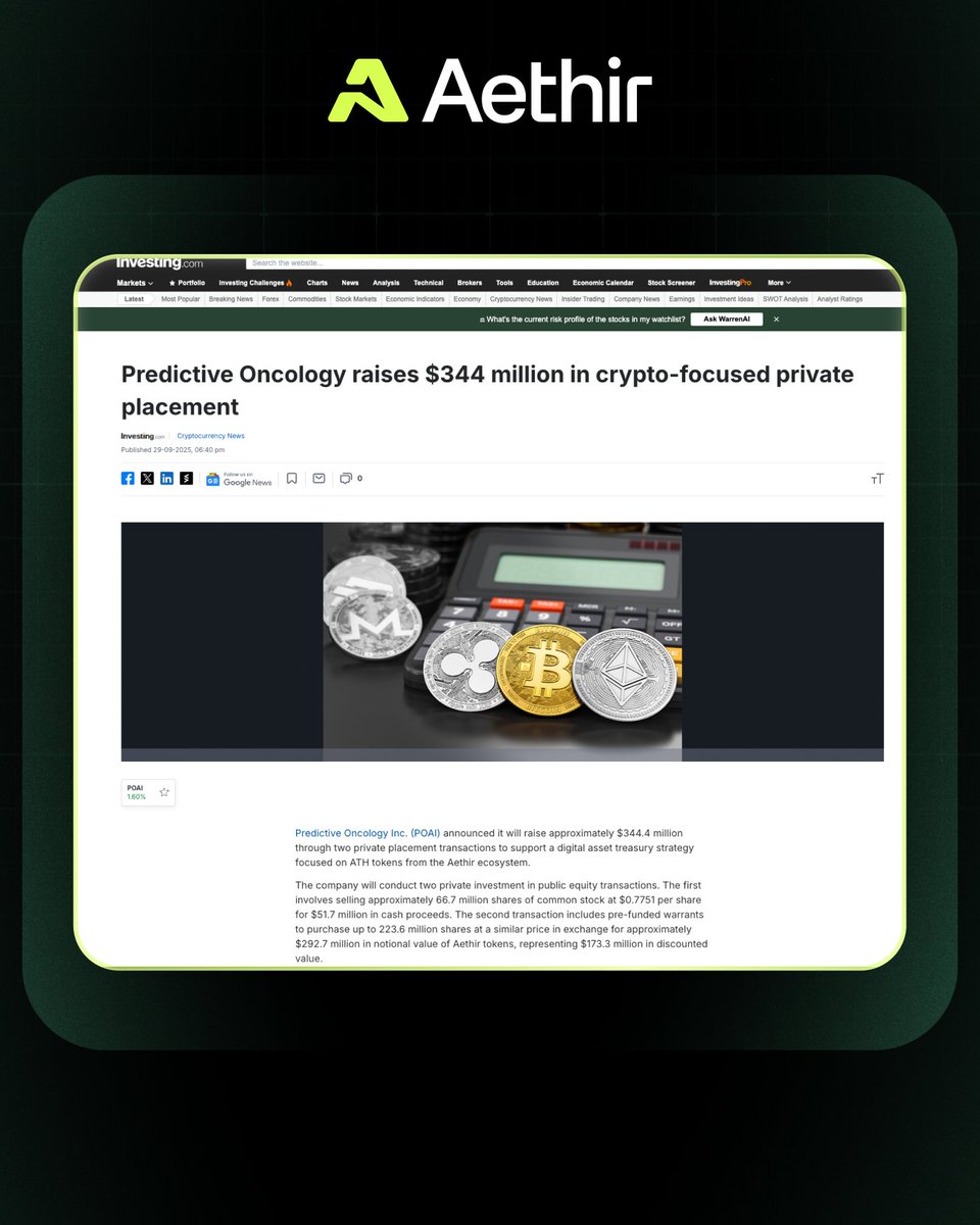 AethirEco's tweet photo. The world is noticing 🌍

Major media outlets spotlighted the Aethir (ATH) Digital Asset Treasury: The world’s first Strategic Compute Reserve powering the AI era last week.

Here’s what they said 👇 https://t.co/DM2kznr6bo