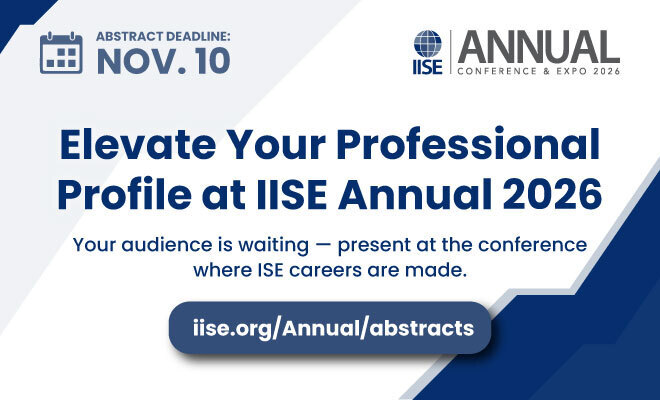 iisenet's tweet photo. The call for #IISEAnnual2026 abstracts is NOW OPEN! Present your breakthrough research and solutions to the industrial and systems engineering community's brightest minds May 16-19 in Arlington, Texas.
Learn more: https://t.co/7jWRhtsaFZ https://t.co/n19m5A1BWf