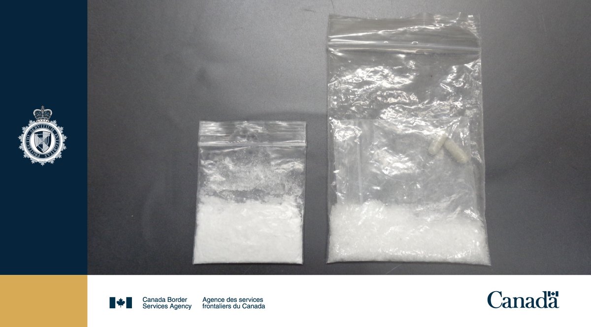 CanBorder's tweet image. On September 26, 2025, #CBSA officers at the Woburn border crossing intercepted and seized 2.6 g of cocaine, and a total of 32.7 g of ketamine, from two individuals after examining their vehicle. The subjects were arrested for smuggling.  #BorderSecurity