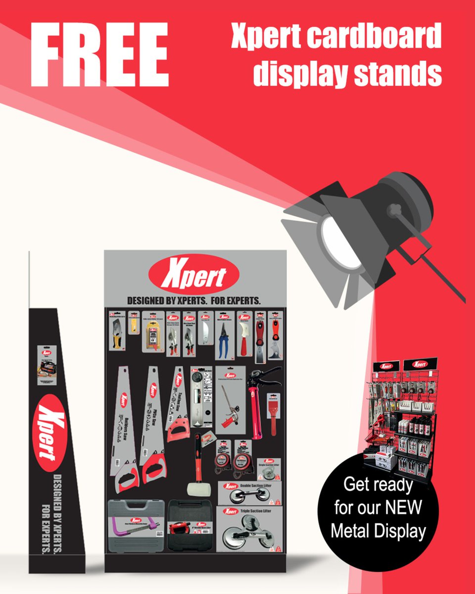 Making way for our new &amp; improved Xpert free standing display stand (you asked, we listened)! Before it arrives, we’re giving away the old cardboard stands free to stockists – ideal for small spaces, events, or open days. First come, first served. Email sales@xperttools.co.uk