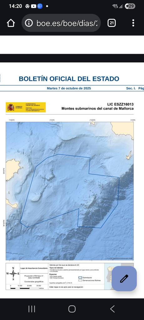 Aquests son els limits de la nova àrea marina protegida des d'avui dins la xarxa europea Natura 2000. Es una decissió molt positiva, peró que ha de complementar-se amb la seva declaració com Parc Nacional Marítim per part del govern de l'estat.
