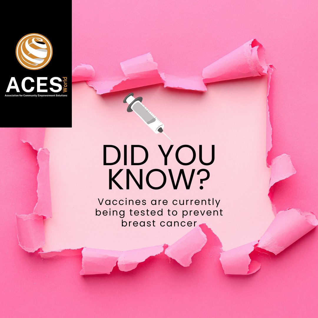 AcesWorld4All's tweet image. Did you know that vaccines are currently being developed and tested to prevent certain types of breast cancer? Protect yourself &amp;amp; loved ones by staying up to date with recommended vaccinations &amp;amp; get your mammogram!
#BreastCancerAwareness #HPVVax #LearnandDecide @NBCF
