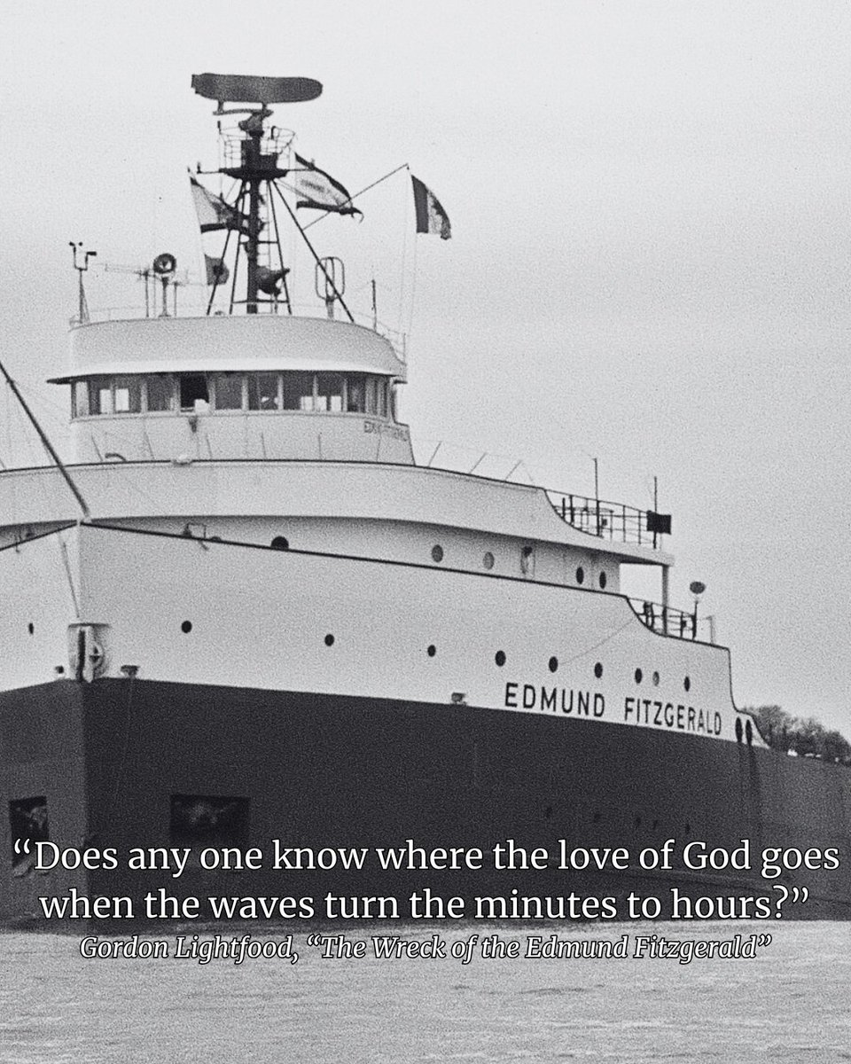 BrianGriffiths's tweet photo. The SS Edmund Fitzgerald sank on this day fifty years ago, November 10, 1975

#EdmundFitzgerald #history #LakeMichigan #GreatLakes https://t.co/EGFxQiTtZG