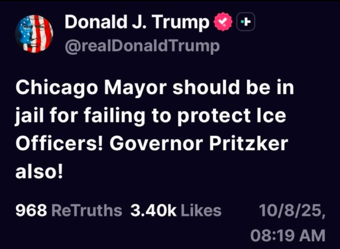 The current President of the United States is militarizing our streets, creating a police state, and demanding the imprisonment of state &amp; local elected officials he doesn’t like. Tell me again he isn’t a fascist. Go ahead.👇