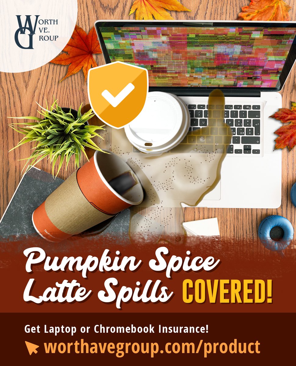 worthavegroup's tweet image. ☕️ A pumpkin spice latte spill shouldn’t cost you a new laptop. Get coverage today!
➡️worthavegroup.com/product
#laptopprotection #chromebookprotection #pumpkinspiceseason #fallvibes