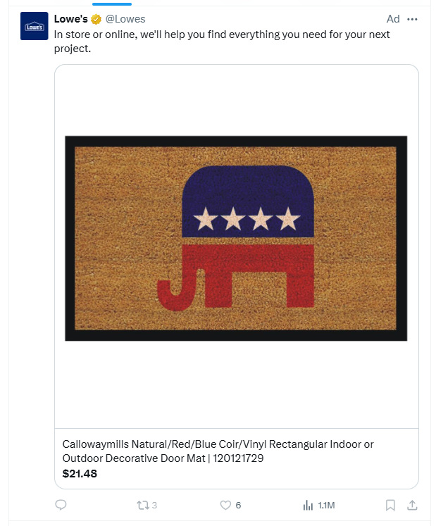 bbdecency's tweet photo. @Lowes This is how you lose half your customer base... https://t.co/Pumafc57Oj