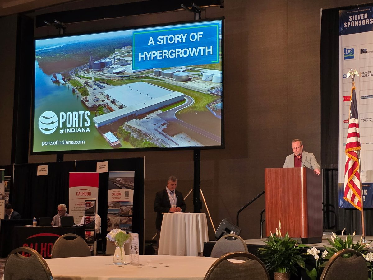 Great energy at #IRPT2025 in Milwaukee! CEO Jody Peacock spoke on Foreign-Trade Zones active at all 3 Indiana ports—Burns Harbor, Jeffersonville &amp; Mount Vernon. Grateful to connect with maritime leaders driving multimodal growth. We’re open for business! #IndianaLogistics #FTZ