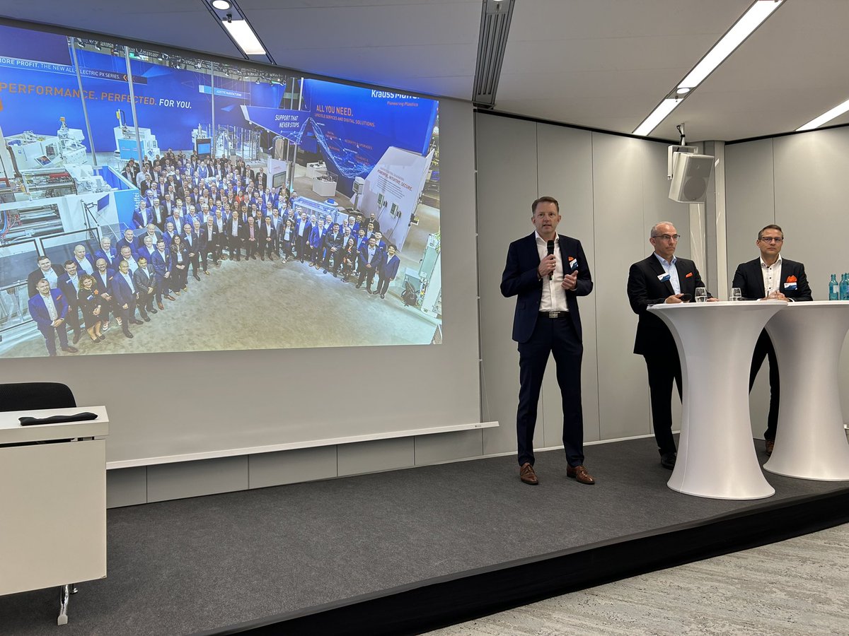 plasticstoday's tweet image. KraussMaffei’s Ralf Benack didn’t mince words at the company’s press conference at #K2025: “There have been easier times for the #plastics industry.” But he also showcased how KM is helping to confront those challenges. Go to hall 15, C24 to see how.