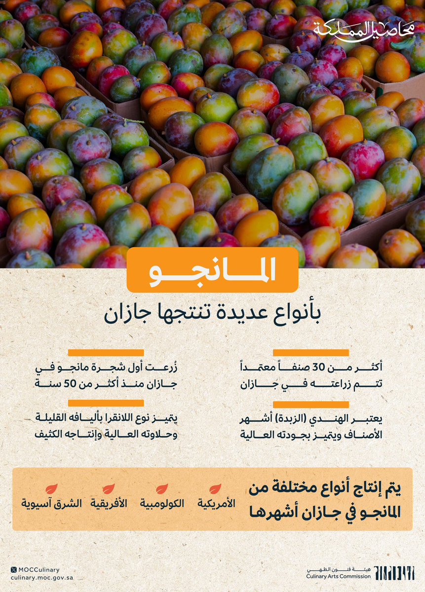 كيف تتم زراعة المانجو في جازان، وماهي أبرز الأنواع التي تسكن المنطقة 🥭؟

تعرّفوا على تفاصيل مميزة في حلقة هذا الأسبوع من #محاصيل_المملكة 
للمشاهدة: 
youtube.com/watch?v=-iE6I2…

#هيئة_فنون_الطهي