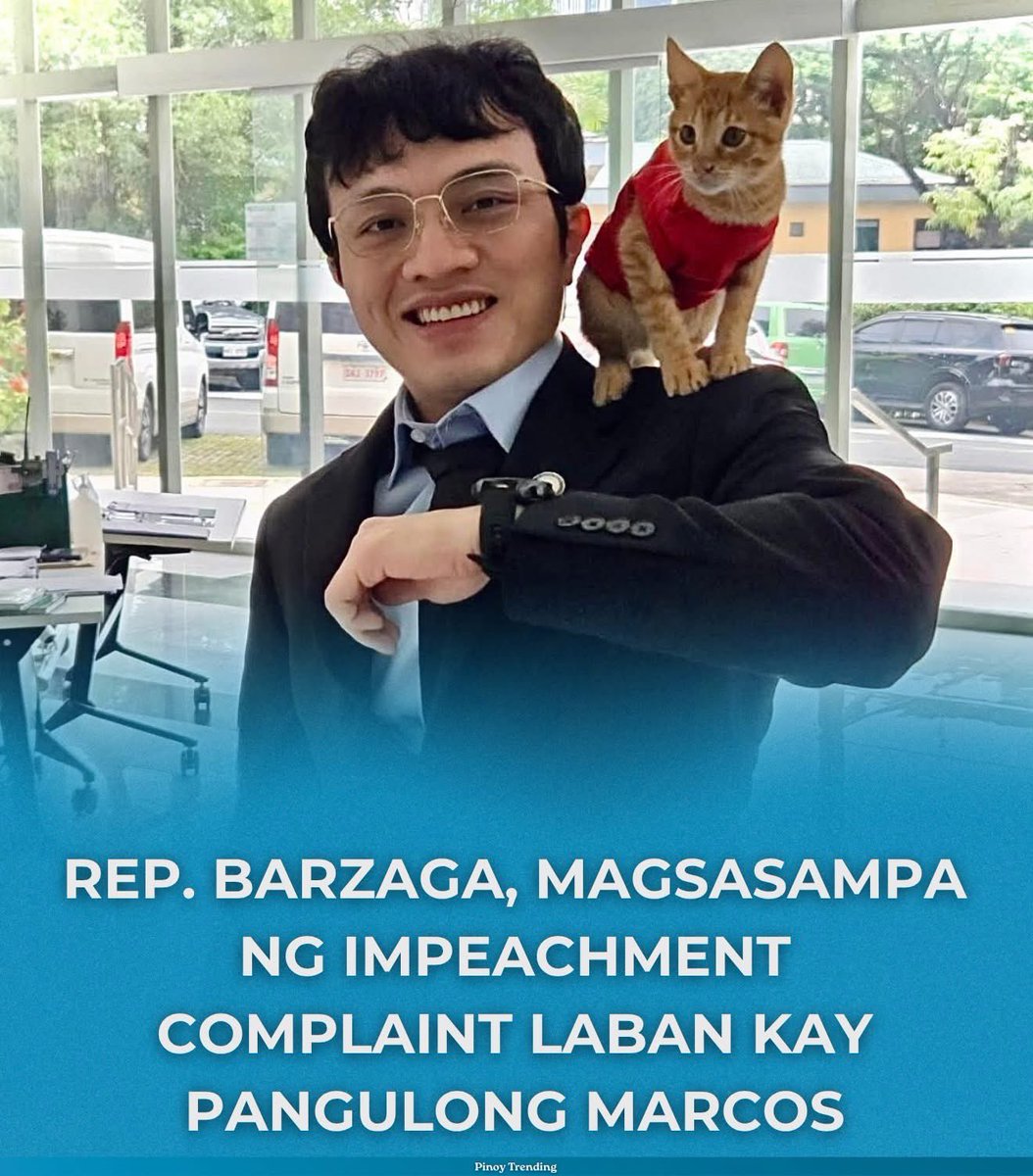 imtheatan's tweet photo. So after all that noise, Kiko Barzaga is filing  an impeachment complaint against the very President who exposed the flood control scandal. 

The ground for impeachment? “Betrayal of public trust.” 🐈‍⬛

Make it make sense. 😹

If this complaint does not progress, they’re banned from filing another one within one year. 

Meaning? 

The President just got a one-year shield from impeachment courtesy of Congressman Meow’s stupidity. 🐈😺