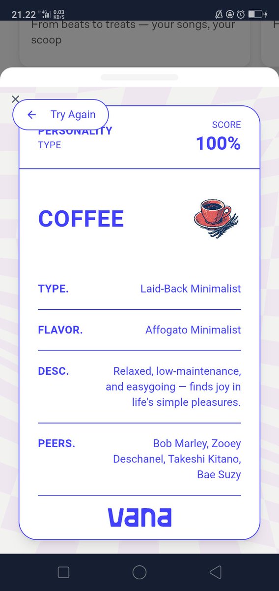 If I was an Ice Cream Flavour, I'd be Coffee, Relaxed, low-maintenance, and easygoing — finds joy in life's simple pleasures..
Taste your data: app.vana.com #datarevolution
<a href="/vana/">vana</a>