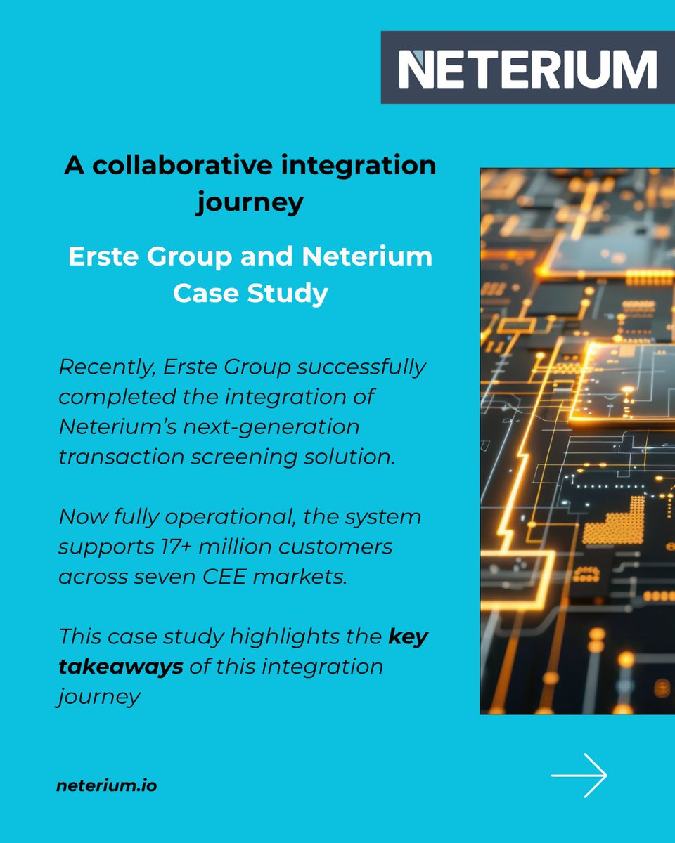 neterium's tweet image. A collaborative #integration journey: Erste Group &amp;amp; @neterium Case Study  

1️⃣Collaboration &amp;amp; Flexibility 
2️⃣Neterium’s differentiators: Cloud-native, API-first architecture, flexible list management 
3️⃣The false positive rate was reduced by 70%

👁️neterium.io/insights/blog/…

#FCC