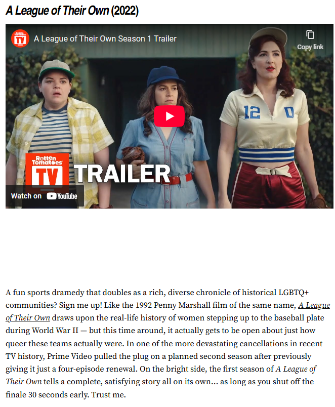 Yes we are STILL talking about this show, <a href="/PrimeVideo/">Prime Video</a>. You fucked up when you cancelled #ALeagueOfTheirOwn and we will never forgive you for it.