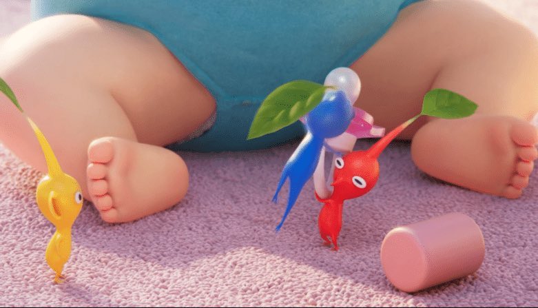En la imagen podemos ver las patas de Rosalina... Ah si y a unos Pikmin también.