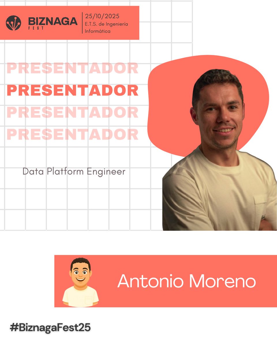 🎤¡Damos la bienvenida a <a href="/nito__moreno/">nito moreno</a> como Presentador oficial de #BiznagaFest25!
Ingeniero de software, ha trabajado como Platform Engineer en compañías internacionales como Chainlink Labs o Chainalysis.

¡No podemos esperar a verlo en acción en BiznagaFest! 🎉
📅 25 de octubre