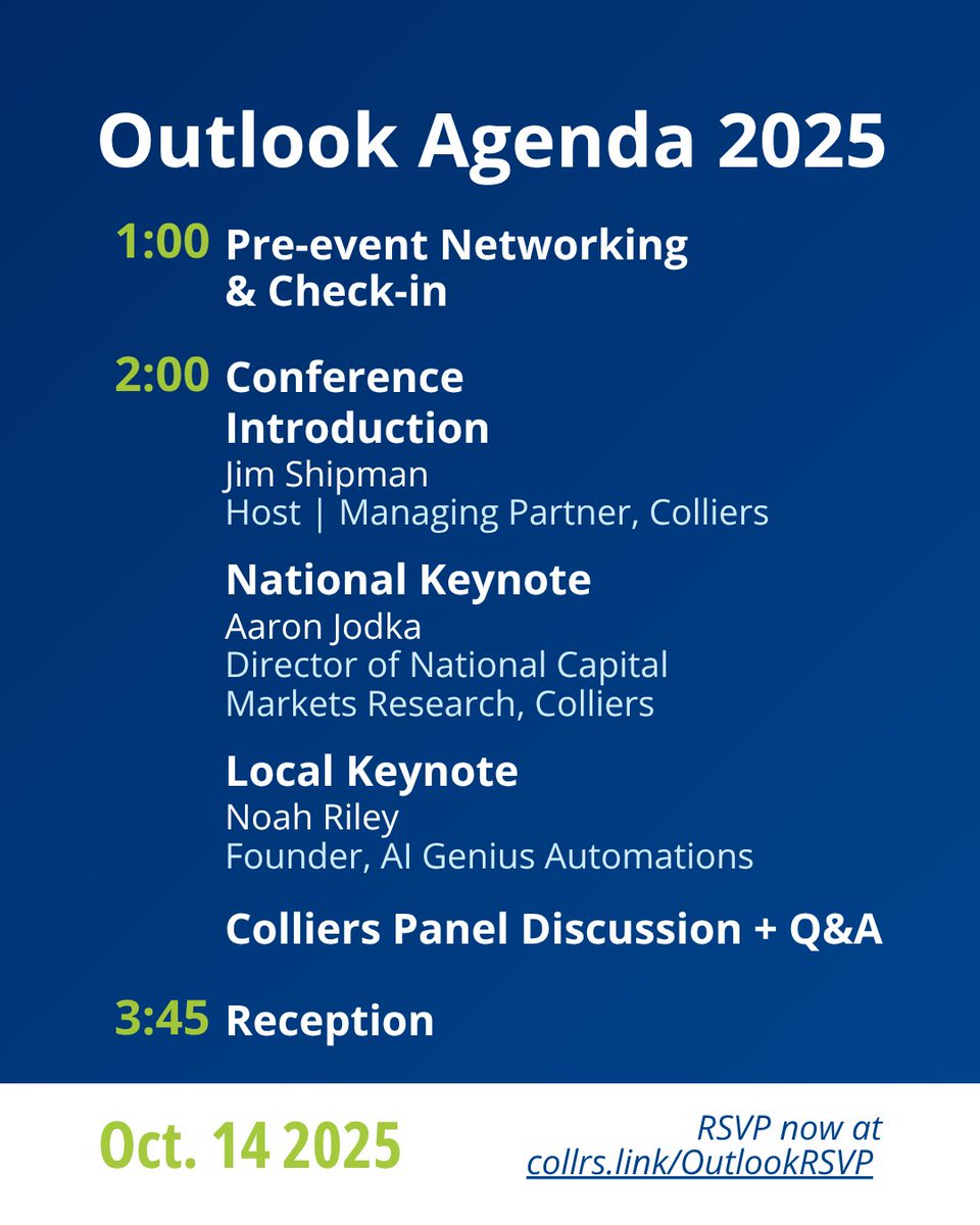 📣 Only ONE WEEK away!  The 22nd Annual Commercial Real Estate Outlook Conference kicks off October 14th at 2:00 PM.   

RSVP now through the link in bio or visit colliersidahooutlook.com to learn more.