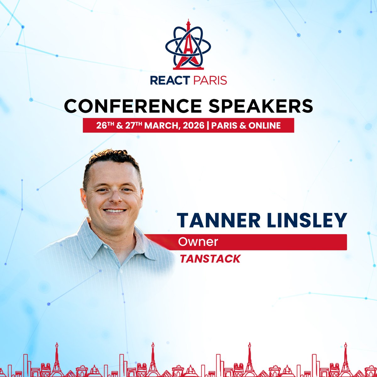BeJS_'s tweet image. Meet &amp; learn with @tannerlinsley at React.Paris 🚀
Creator of @tan_stack, Tanner's libraries focus on speed, type safety, and #DX, helping millions build and ship better and faster.
Want to join Tanner !?
➡️#CFP is live = Apply 👇🏽🧵
or
➡️Grab your #EarlyBird